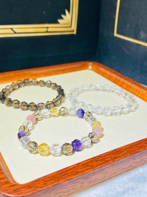 ***SANS RÉSERVE*** Trio de bracelets en quartz – Un mélange, Verzamelen, Mineralen en Fossielen