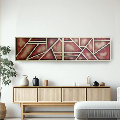 Ksavera - Gold Abstract painting A955 - XXL diptych, Huis en Inrichting, Overige Huis en Inrichting