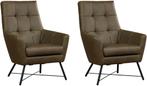 Set van 2 Leren fauteuils - Echt leer, Modern, Comfortabel, Nieuw, 75 tot 100 cm, Modern, Leer