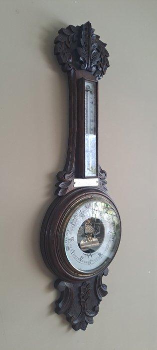 Aneroid barometer - Eikenhout/Glas/Messing, Antiek en Kunst, Curiosa en Brocante