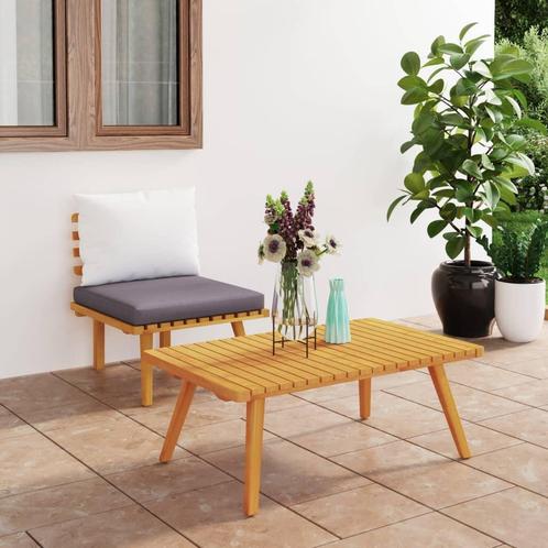 vidaXL 2-delige Loungeset met kussens massief acaciahout, Tuin en Terras, Tuinsets en Loungesets, Nieuw, Verzenden