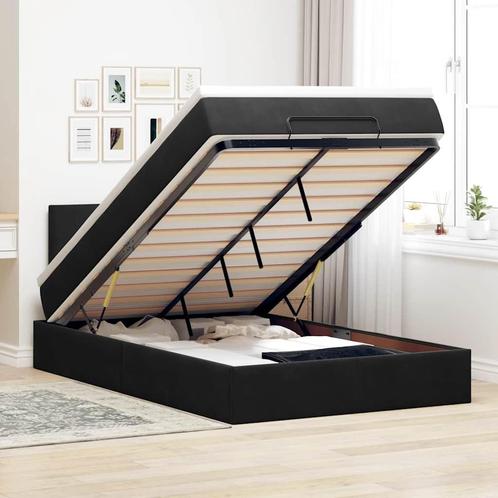 vidaXL Bed poef met matras 120x190 cm fluweel zwart, Huis en Inrichting, Slaapkamer | Bedden, Nieuw, Verzenden