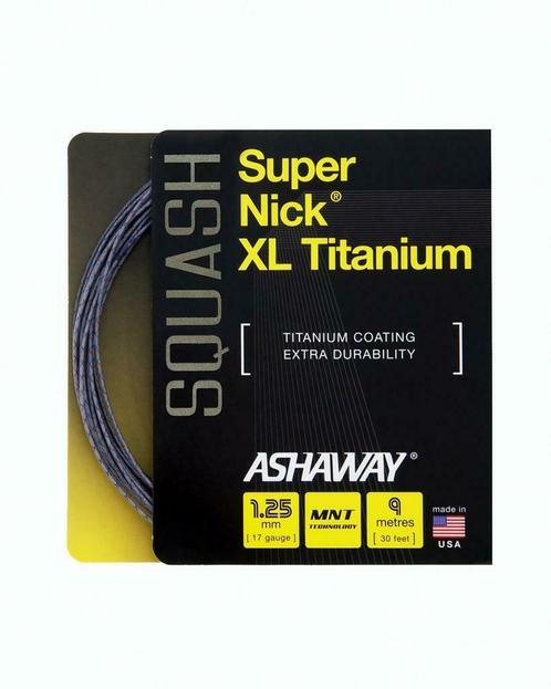 Squash  Snaren  - Ashaway SuperNick XL Titanium  9m, Sports & Fitness, Squash, Envoi