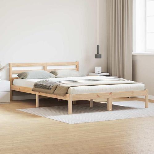 vidaXL Bedframe met Hoofdbord 140x220 cm Massief Hout Grenen, Huis en Inrichting, Slaapkamer | Bedden, Nieuw, Verzenden
