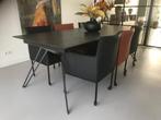 Set van 6 leren kuip eetkamerstoelen - met wieltjes -, Huis en Inrichting, Stoelen, Overige kleuren, Nieuw, Leer, Ophalen of Verzenden