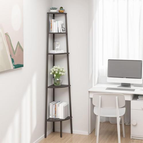 vidaXL Hoekkastje met 5 schappen 45,5x31,5x180 cm zwart, Huis en Inrichting, Kasten | Boekenkasten, Nieuw, Verzenden