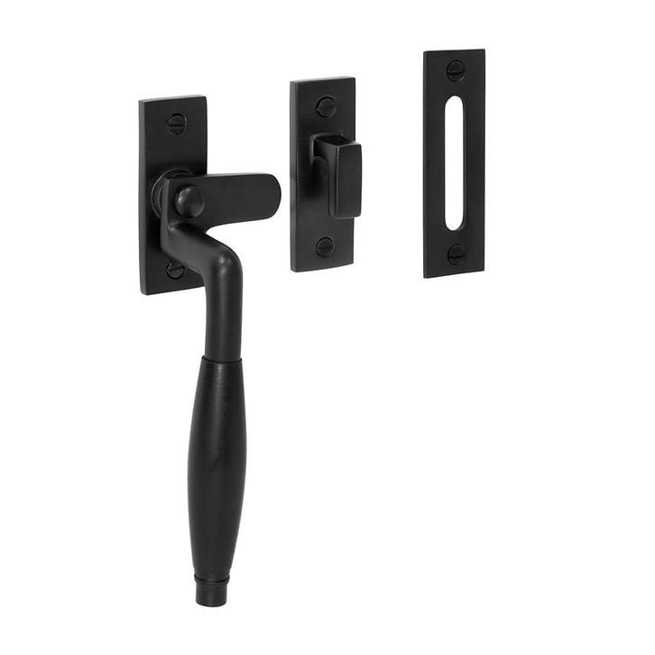 Raamsluiting Deco, verstevigd, mat zwart, links, Doe-het-zelf en Bouw, Hang- en Sluitwerk, Schuif of Grendel, Nieuw, Koper of Messing