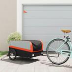 vidaXL Fietstrailer 45 kg ijzer zwart en oranje, Fietsen en Brommers, Verzenden, Nieuw