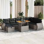 vidaXL 9-delige Loungeset met kussens poly rattan acacia, Tuin en Terras, Tuinsets en Loungesets, Verzenden, Nieuw, Loungeset