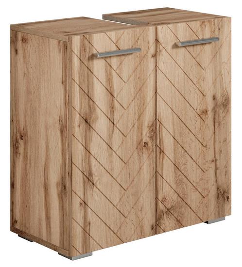 Wastafelkast Jupiter 60 x 30 cm Eiken Visgraat Badmeubel, Huis en Inrichting, Badkamer | Badkamermeubels, Nieuw, Verzenden