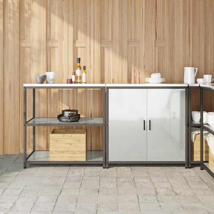 vidaXL Keukenopbergsysteem met plank 2 pcs Zilver 180 x 50 x, Huis en Inrichting, Kasten | Overige, Nieuw, Verzenden