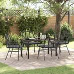 vidaXL Tuin Eettafel Set 5 pcs Zwart poly rattan, Tuin en Terras, Verzenden, Nieuw