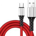 Nylon USB-C Kabel - USB-C naar USB-A - 1m - USBC3 - Rood, Telecommunicatie, Mobiele telefoons | Toebehoren en Onderdelen, Nieuw