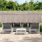 vidaXL 7-delige Loungeset met kussens staal wit, Tuin en Terras, Tuinsets en Loungesets, Verzenden, Nieuw, Loungeset