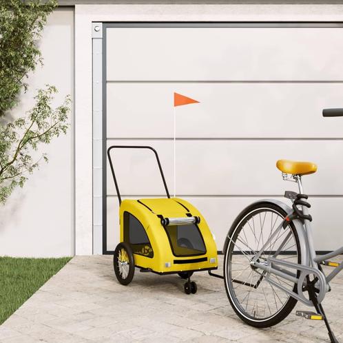 vidaXL Hondenfietstrailer oxford stof en ijzer geel, Dieren en Toebehoren, Overige Dieren-accessoires, Nieuw, Verzenden