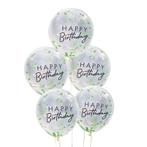 Doorzichtige Happy Birthday Confetti Ballonnen Bladeren 30cm, Hobby en Vrije tijd, Nieuw, Verzenden