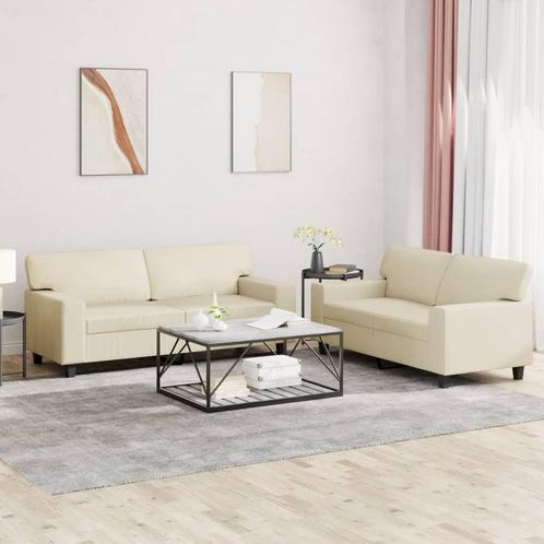 vidaXL 2-delige Loungeset kunstleer crèmekleurig, Huis en Inrichting, Zetels | Zetels, Nieuw, Verzenden
