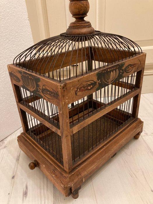 Vogelkooi - Hout - Antieke handbeschilderde, Antiek en Kunst, Curiosa en Brocante