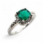 Zonder minimumprijs - Ring Zilver - Smaragd, Diamant, Handtassen en Accessoires, Ringen, Nieuw