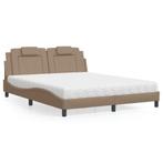 vidaXL Bed met matras kunstleer cappuccinokleurig 160x200 cm, Nieuw, Verzenden