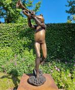 sculptuur, Kikker met fluit - fontein - 93 cm - Brons