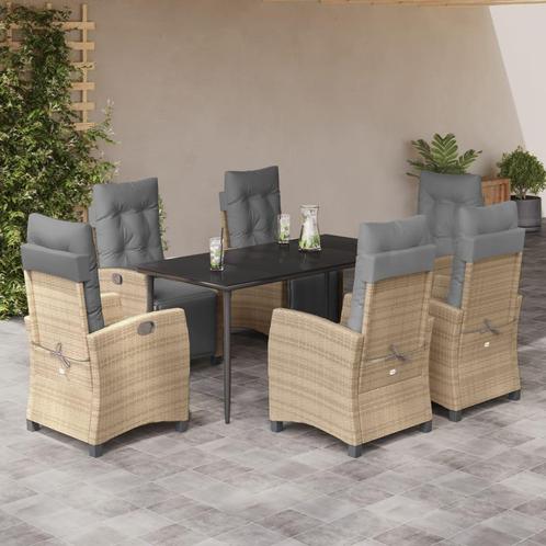 vidaXL 7-delige Tuinset met kussens poly rattan gemengd, Tuin en Terras, Tuinsets en Loungesets, Tuinset, Nieuw, Verzenden