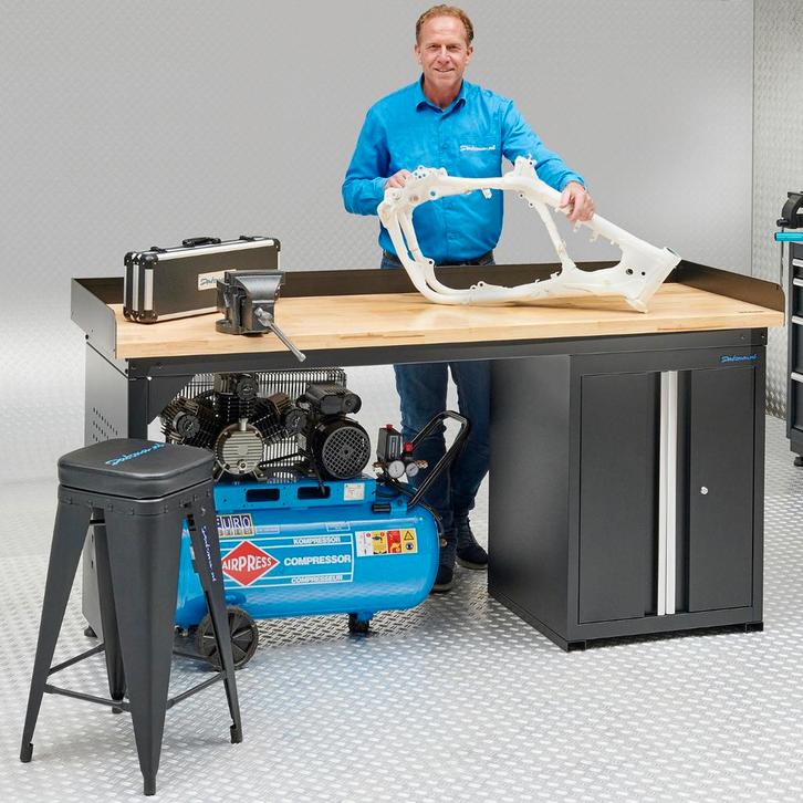 Datona Werkbank 200 cm 1 kast deuren met bamboe - Datona -, Doe-het-zelf en Bouw, Werkbanken, Ophalen of Verzenden