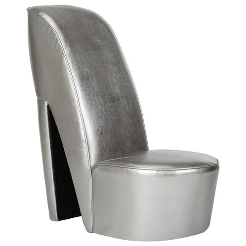 vidaXL Hakstoel kunstleer zilverkleurig, Huis en Inrichting, Fauteuils, Nieuw, Verzenden
