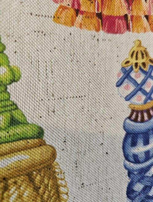 TESSUTO Exclusief land met gekleurde plooien, beige touwen, Antiek en Kunst, Antiek | Tapijten, Tafelkleden en Textiel