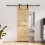 vidaXL Schuifdeur met beslag 70x210 cm massief grenenhout, Doe-het-zelf en Bouw, Deuren en Vliegenramen, Verzenden, Nieuw