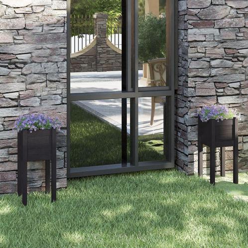 vidaXL Plantenbakken 2 st 31x31x70 cm massief grenenhout, Tuin en Terras, Bloempotten, Nieuw, Verzenden