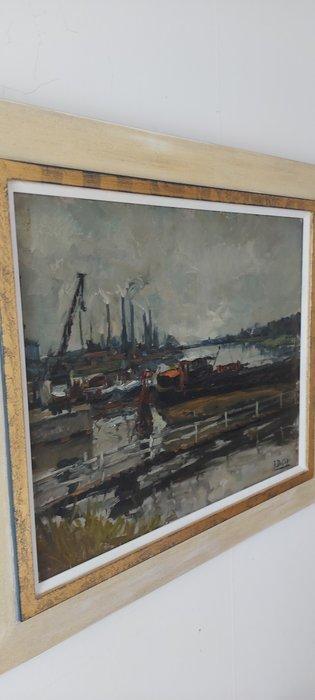 Juul Decort (1918 - 1999 ) - Boten bij een fabrieksterrein, Antiek en Kunst, Kunst | Schilderijen | Klassiek