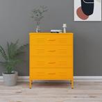 vidaXL Ladekast 80x35x101,5 cm staal mosterdgeel, Verzenden, Nieuw