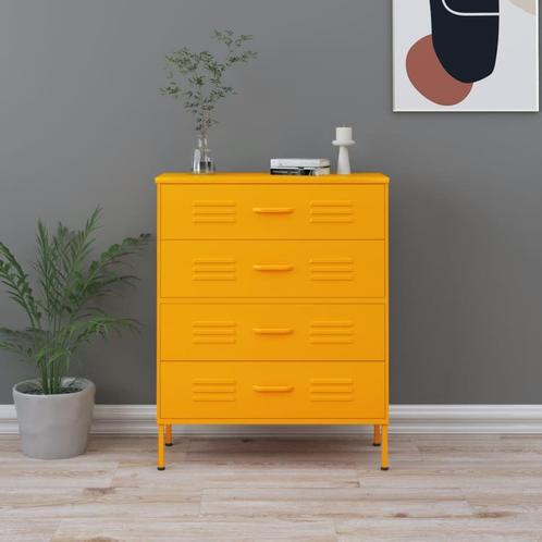 vidaXL Ladekast 80x35x101,5 cm staal mosterdgeel, Huis en Inrichting, Kasten | Overige, Nieuw, Verzenden