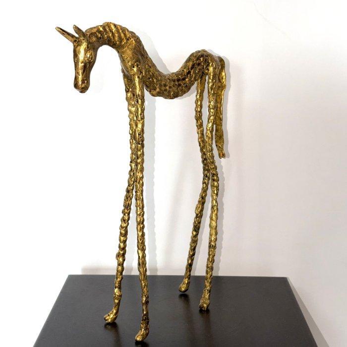 Ousmane Sankara - sculptuur, Cheval - 34 cm - Verguld brons, Antiquités & Art, Curiosités & Brocante