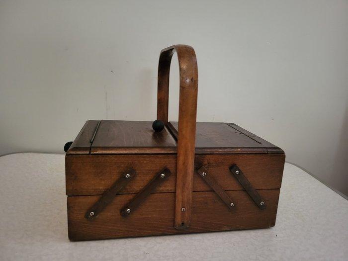 Doos - Eik - harmonica naaibox, Antiek en Kunst, Curiosa en Brocante