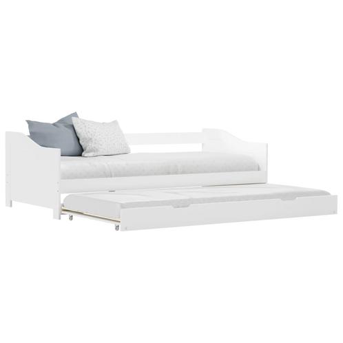 vidaXL Bedbank uittrekbaar grenenhout wit 90x200 cm, Huis en Inrichting, Slaapkamer | Bedden, Nieuw, Verzenden