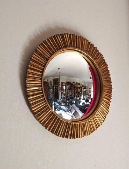 Wandspiegel- Heksenoog / Butler - Glas - Convexe gouden, Antiek en Kunst, Curiosa en Brocante