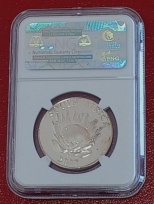 Afrique du Sud. 1 Rand 2007 NGC MS64 NELSON MANDELA 92.5%, Postzegels en Munten, Munten | Europa | Niet-Euromunten
