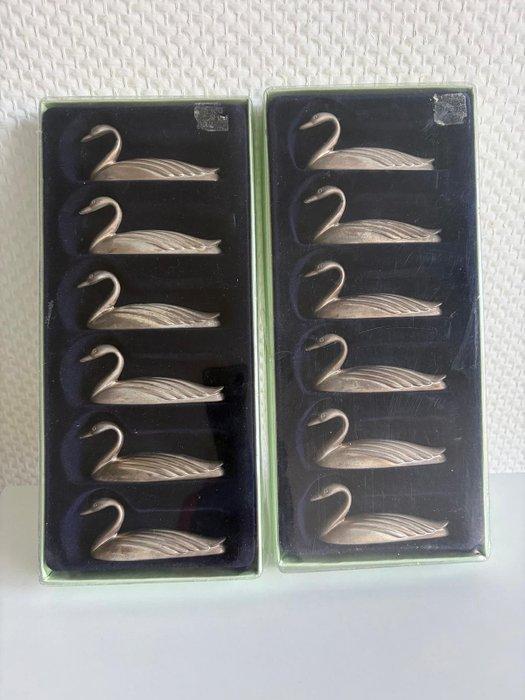 Ensemble de 12 Porte-Couteaux/Repose couverts motif Cygne, Antiek en Kunst, Antiek | Keukengerei