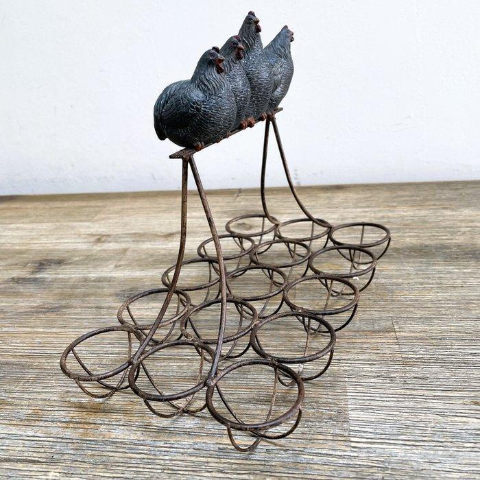 Eierhouder set - Eierrek - Met de kippen op stok - Polystone, Antiquités & Art, Antiquités | Ustensiles de cuisine