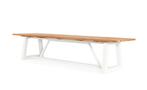 Suns Ovada tuintafel wit frame met teak blad 280 x 100 cm |, Tuin en Terras, Nieuw