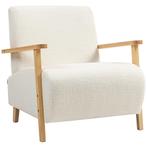 Loungestoel - Gestoffeerd - Sherpa-look - Crèmewit, Ophalen of Verzenden, Nieuw, Stof, Modern