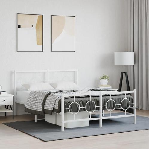 vidaXL Bedframe met hoofd- en voeteneinde metaal wit 140x200, Huis en Inrichting, Slaapkamer | Bedden, Nieuw, Verzenden