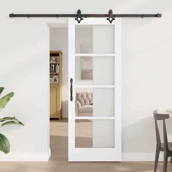 vidaXL Schuifdeur Anders Wit 73.5 x 198.5 cm Hout en metaal, Doe-het-zelf en Bouw, Deuren en Vliegenramen, Nieuw, Verzenden