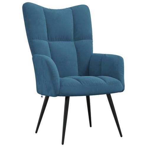 Relaxzetel Blauw Fluweel | Retour Deal | Zitcomfort!, Huis en Inrichting, Fauteuils, 50 tot 75 cm, Minder dan 75 cm, Nieuw, Verzenden