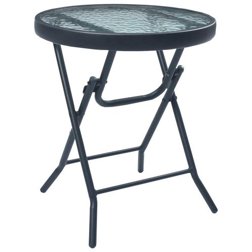 vidaXL Bistrotafel 40x46 cm staal en glas zwart, Tuin en Terras, Tuintafels, Nieuw, Verzenden