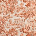 Elegante en iconische Toile de Jouy Oranje - Textiel - 250, Antiek en Kunst