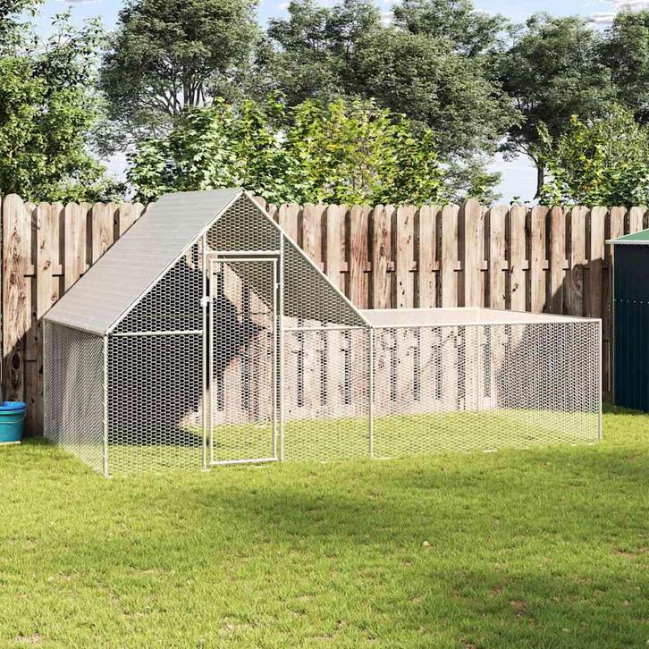 vidaXL Kippenren 4x2x2 m gegalvaniseerd staal, Animaux & Accessoires, Rongeurs & Lapins | Cages & Clapiers, Envoi