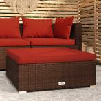 vidaXL Repose-pied de jardin et coussin Marron 70x70x30, Verzenden, Neuf